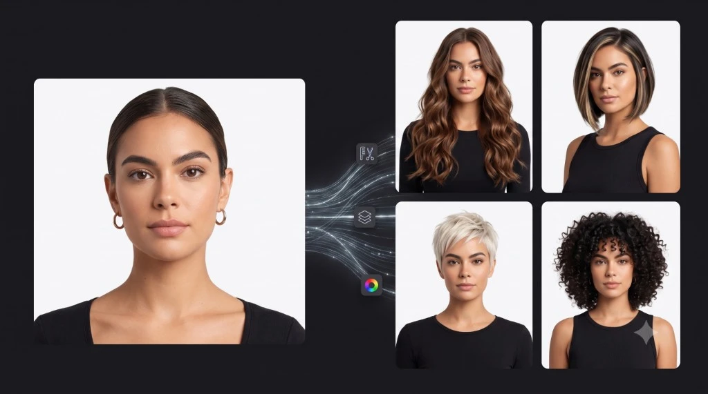 AI hairstyle changer preview in Outfit Me
